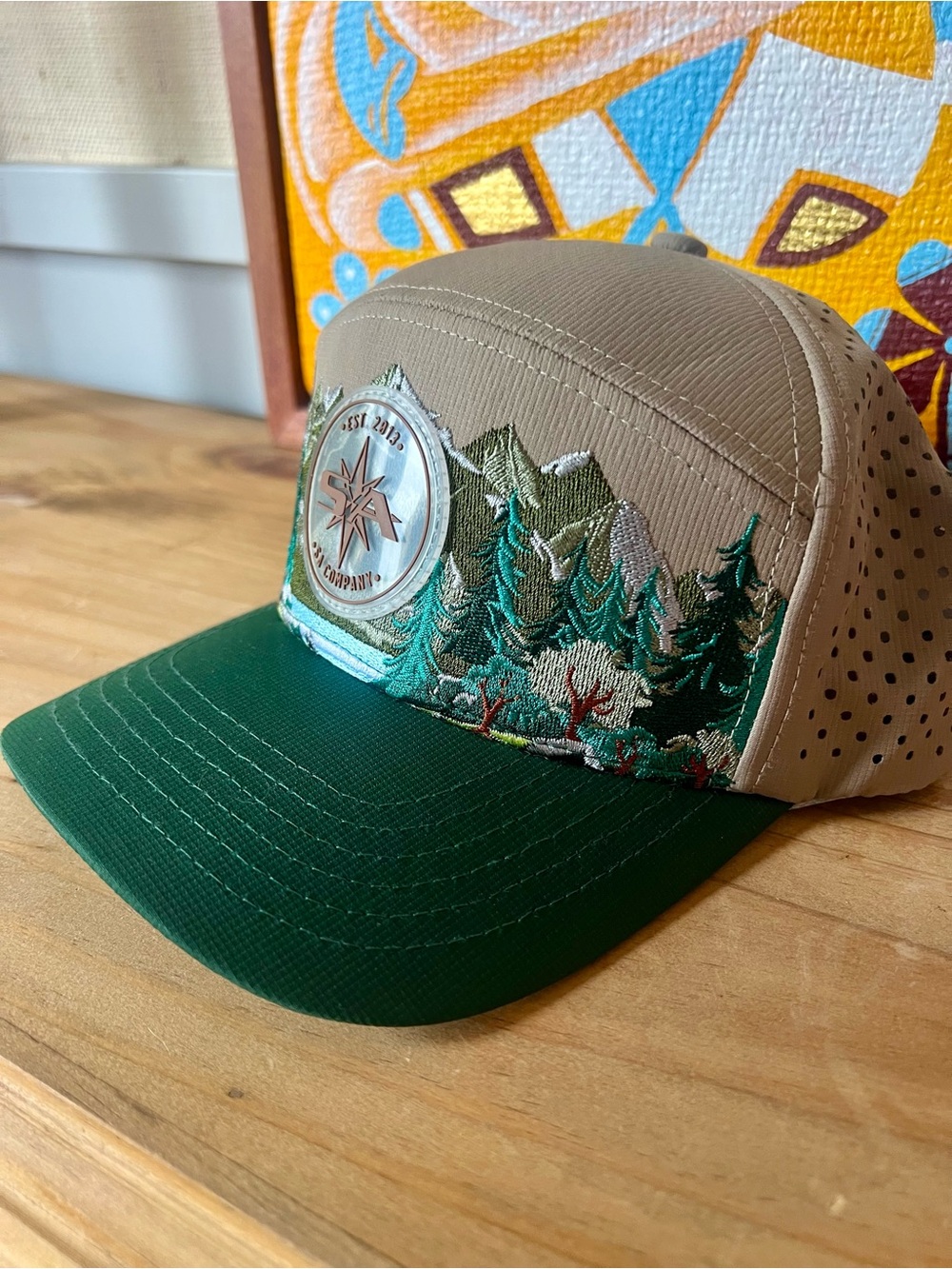Performance Snapback Cap - Tan & Green - Picture 3 of 6